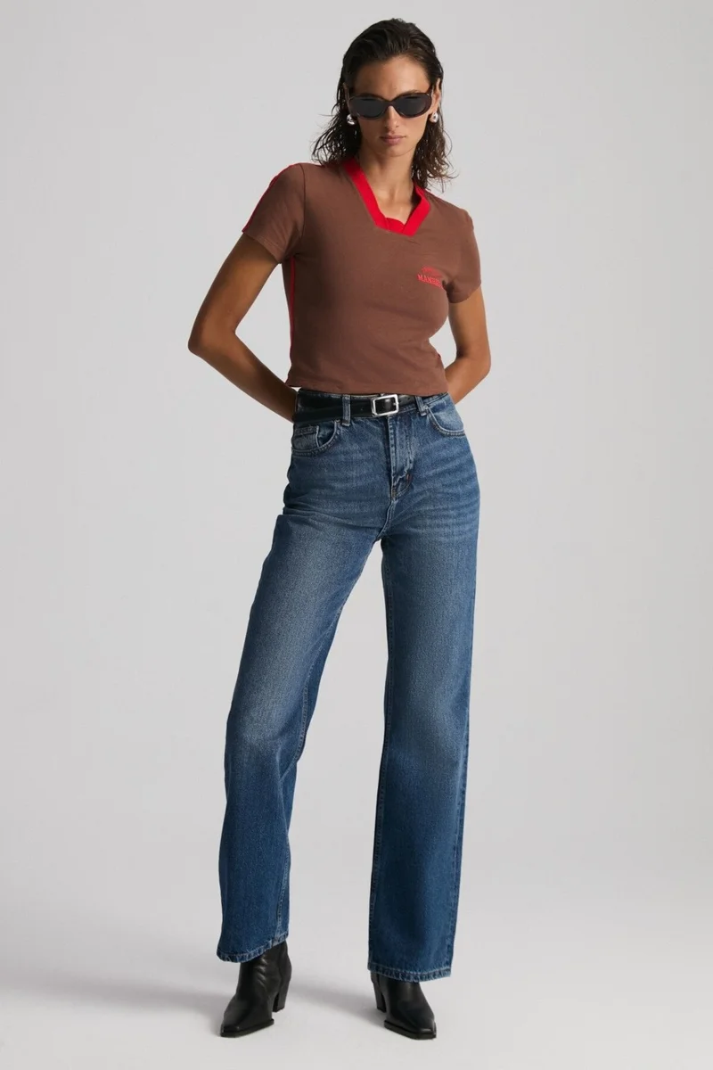 GRIMELANGE Arianwen 100% Polyester Women's Brown T-Shirt