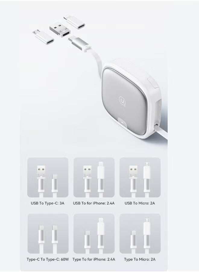ELTRAZONE 60W USB Travel Charging Cable Organizer Box with Fast Charging Support | 6-in-1 Multi-Port Adapter Kit with Lightning, Type-C, Micro USB Converters | SIM Card Ejector Pin, Cable Storage & Built-in Phone Stand | Portable Travel Accessory - Image 2