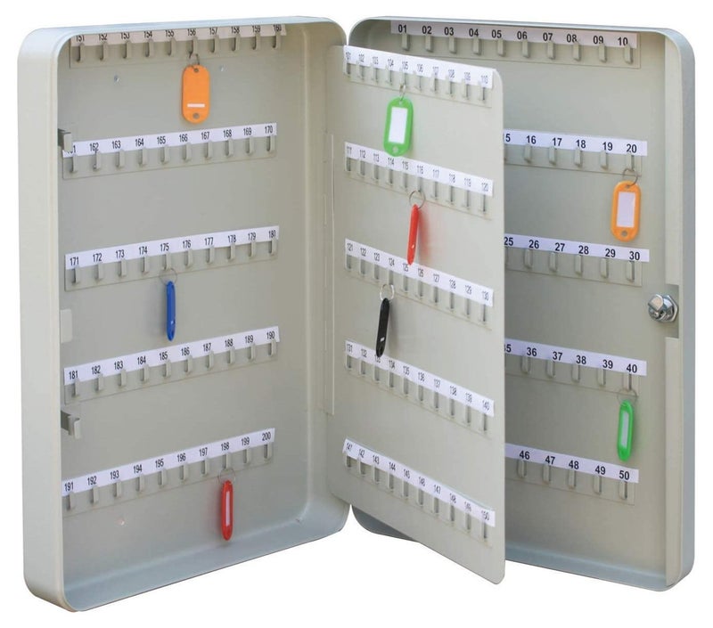 PVC ROBUSTLINE KEY BOX - 200 KEYS CAPACITY | WITH CABINET SECURITY LOCK | SCRATCH RESISTANT | CREAM COLOR (FREE 200 KEY TAG) - Image 1