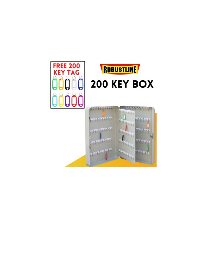 PVC ROBUSTLINE KEY BOX - 200 KEYS CAPACITY | WITH CABINET SECURITY LOCK | SCRATCH RESISTANT | CREAM COLOR (FREE 200 KEY TAG)  - Image 2