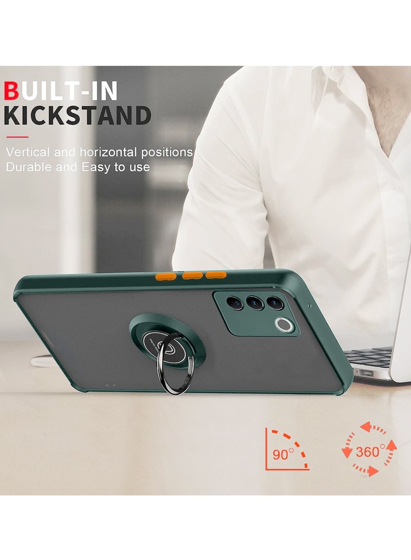 دبليو تيك حامل مغناطيسي مع قبضة إصبع دائرية مع غطاء حديد مدمج لهاتف فيفو V27 5G 2023 أخضر داكن - Image 5