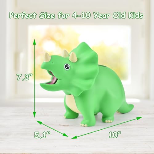 PJDRLLC Dinosaur Piggy Bank for Kids, Unbreakable Plastic Money Coin Bank for Boys and Girls, Great Gifts for Birthday, Easter, Christmas (Green) - Image 4
