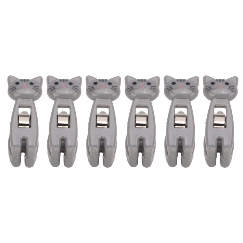 6Pcs Cat Snack Clips Anti Slip Strips Handle Metal Spring Firm Grip Food Bag Snack Clip for Clothing DocumentsGray - Image 5