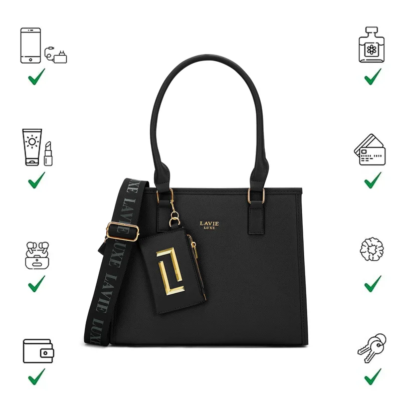 Lavie Luxe Duo Quad medium Satchel (Black)