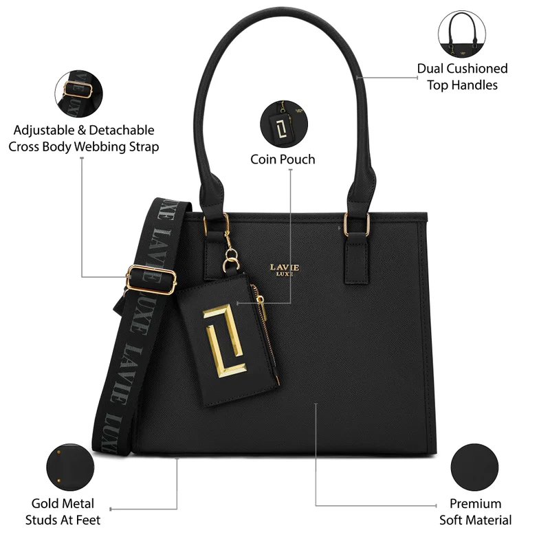 Lavie Luxe Duo Quad medium Satchel (Black)