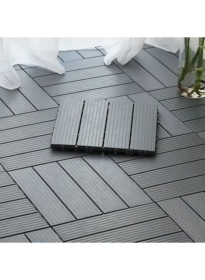 6Pcs Gray Heavy Duty Outdoor PE Plastic Non Slip Interlocking Floor Tiles - Image 1