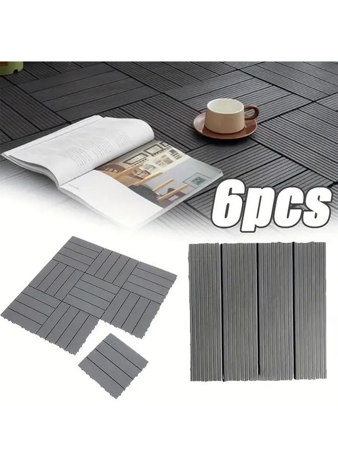 6Pcs Gray Heavy Duty Outdoor PE Plastic Non Slip Interlocking Floor Tiles - Image 2