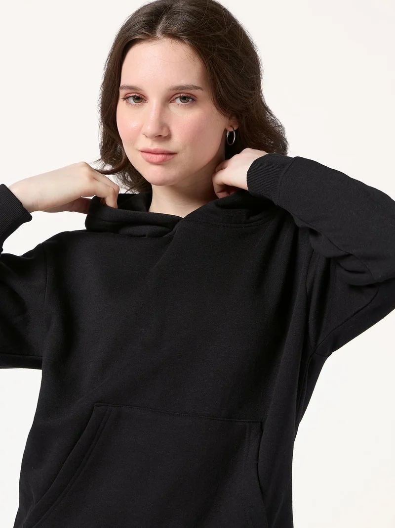 OUTZIDR Black Back Bold Graphic Hooded Fleece Sweatshirt
