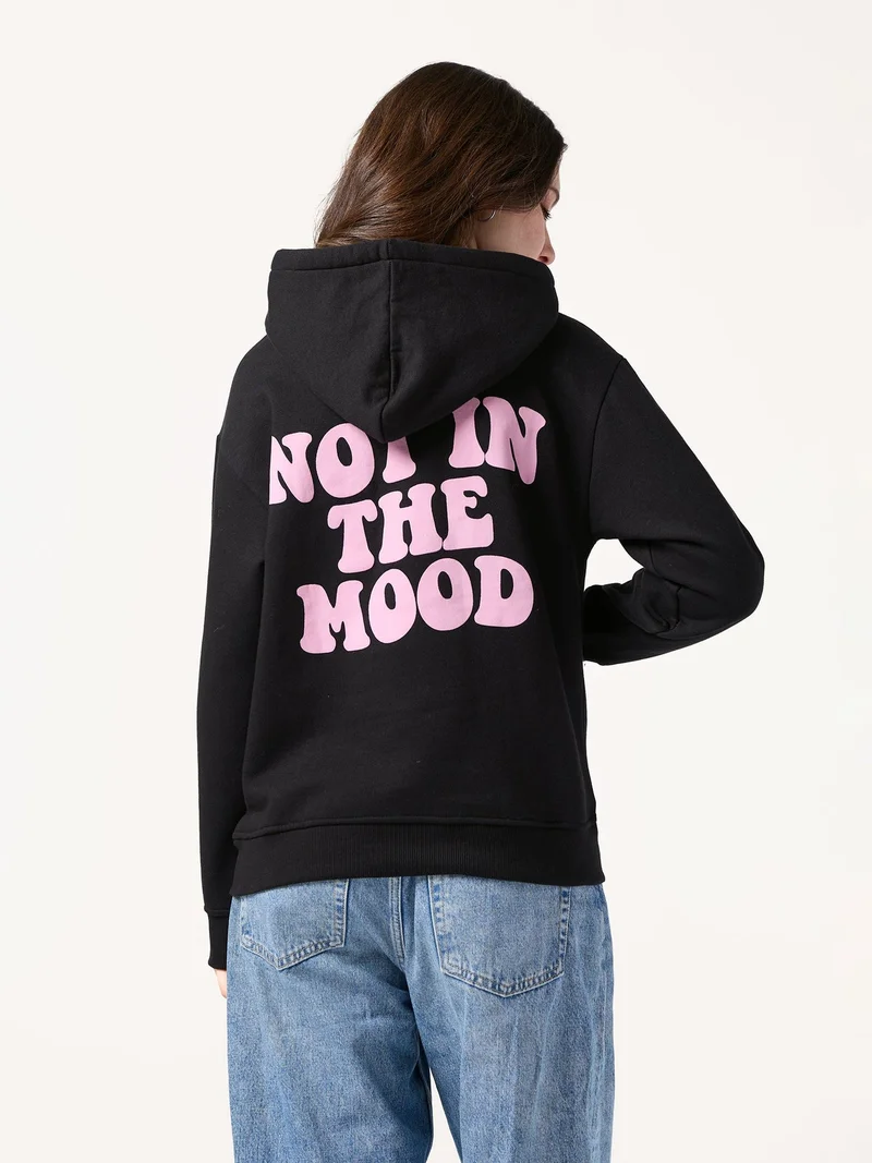 OUTZIDR Black Back Bold Graphic Hooded Fleece Sweatshirt