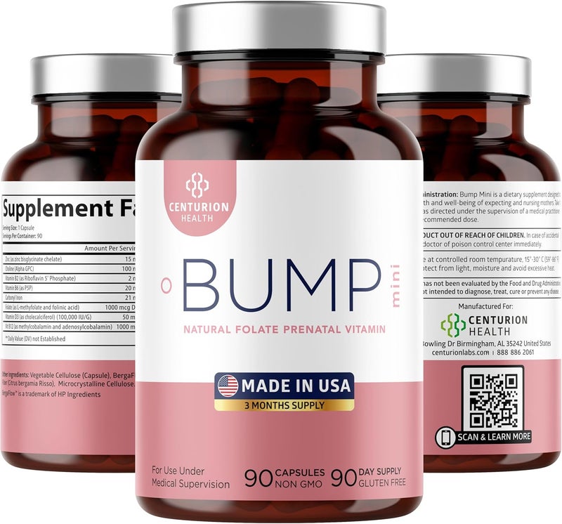 Centurion Labs Bump Mini Prenatal Vitamins for Women - 90 Capsules - Image 1