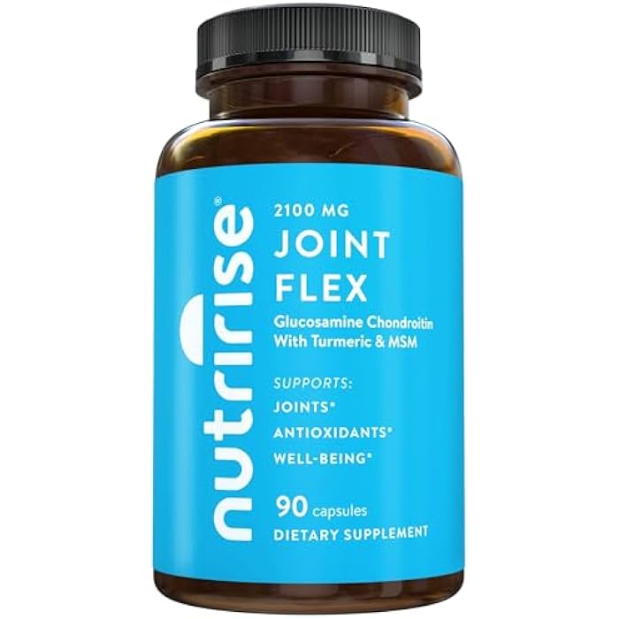 NutriRise Glucosamine Chondroitin Quercetin & MSM with Turmeric Curcumin 2100mg Triple Strength Joint Support Supplement for Women & Men with Boswellia & Bromelain, Gluten Free, Non GMO, 90 Count - Image 1