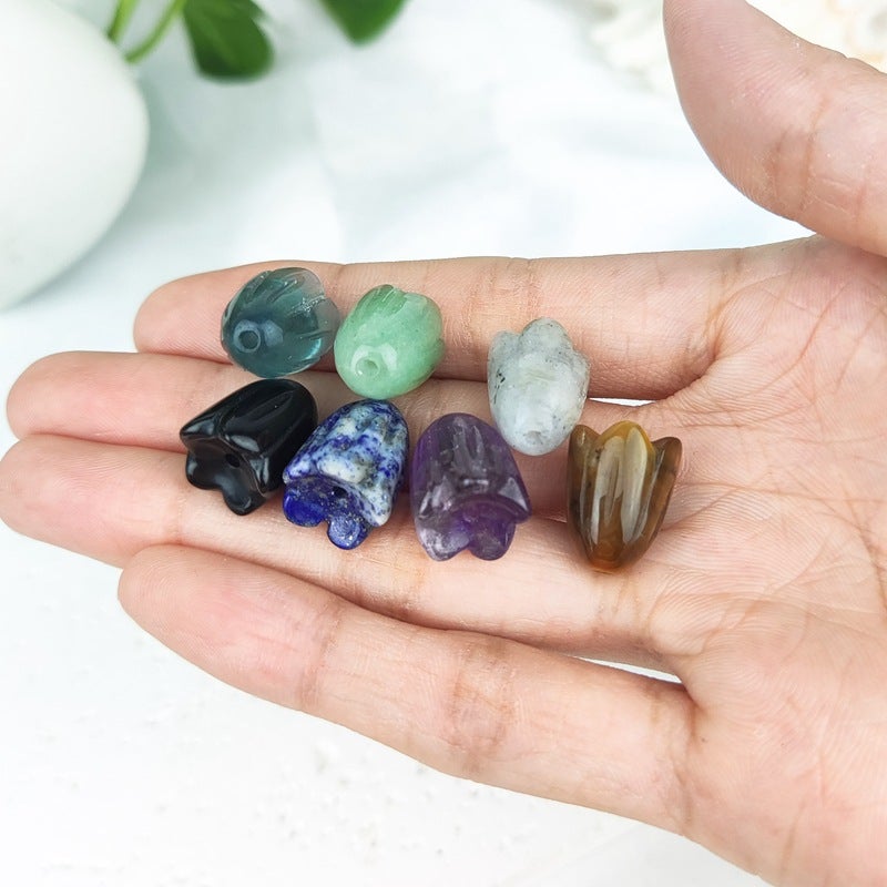 Natural Crystal Carved Tulip Bare Stone Pendant Green East Mausoleum Semi-Precious Stone Diy Bracelet Accessories - Image 3