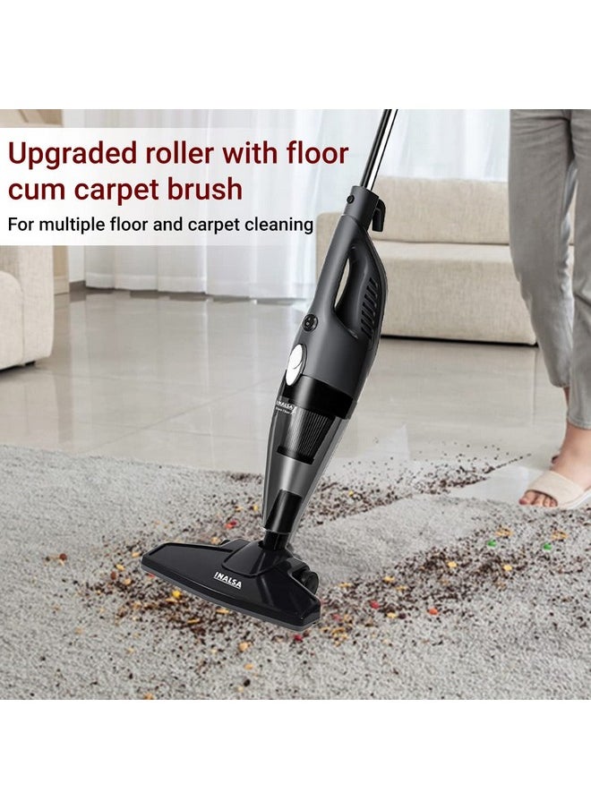 Inalsa - Vacuum Cleaner For Home|2-In-1 Handheld & Stick Upright Vacuum For Office,800 W With 16Kpa Strong Suction|Hepa Filtration|0.8L Dust Tank|Multiple Accessories,(Grey/Black)-Dura Clean Plus - Image 1