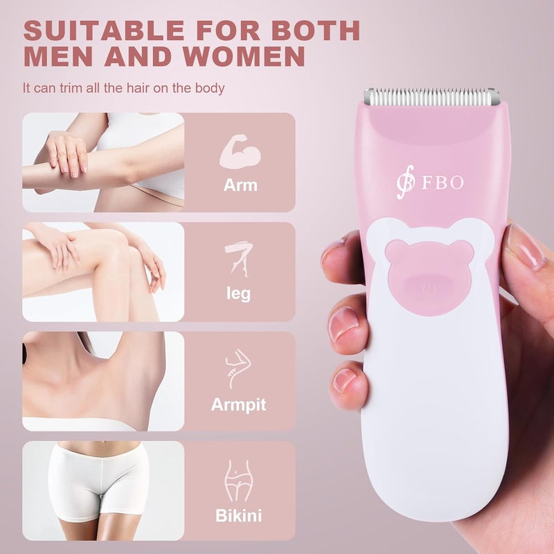 FBO bikini trimmer kit,body hair and beard trimmer,baby hair clipper,kids hair clipper,Multi-function trimmer,wet and dry,Super Quiet,cordless,rechargeable,ceramic blades,sharp,durable,smooth,painless - Image 3