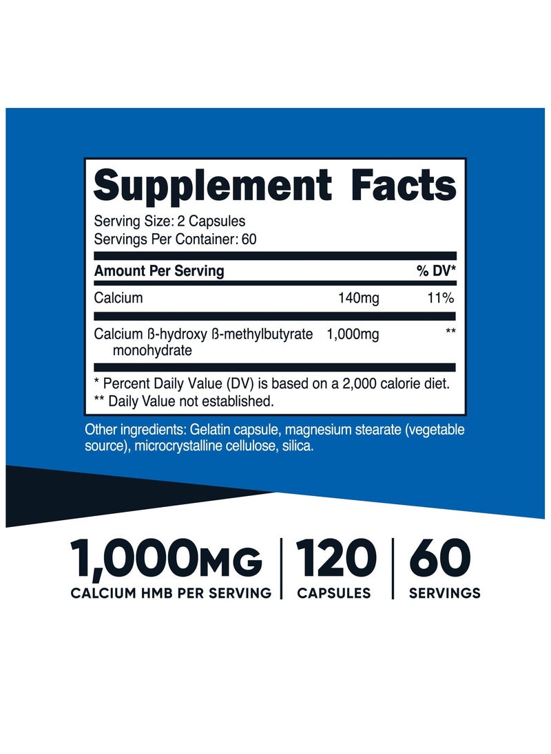 Nutricost - HMB (Calcium B-Hydroxy B-Methylbutyrate), 1000 MG Calcium HMB Per Serving  | 120 Capsules | 60 SERVINGS - Image 1