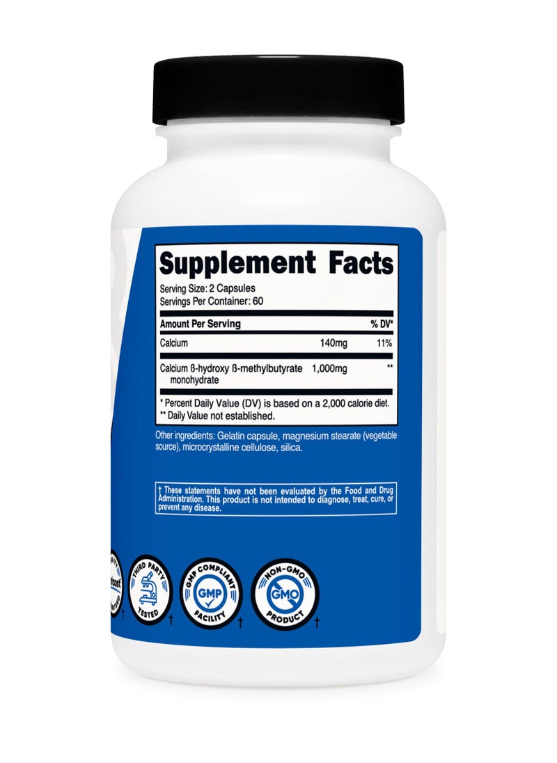 Nutricost - HMB (Calcium B-Hydroxy B-Methylbutyrate), 1000 MG Calcium HMB Per Serving  | 120 Capsules | 60 SERVINGS - Image 1