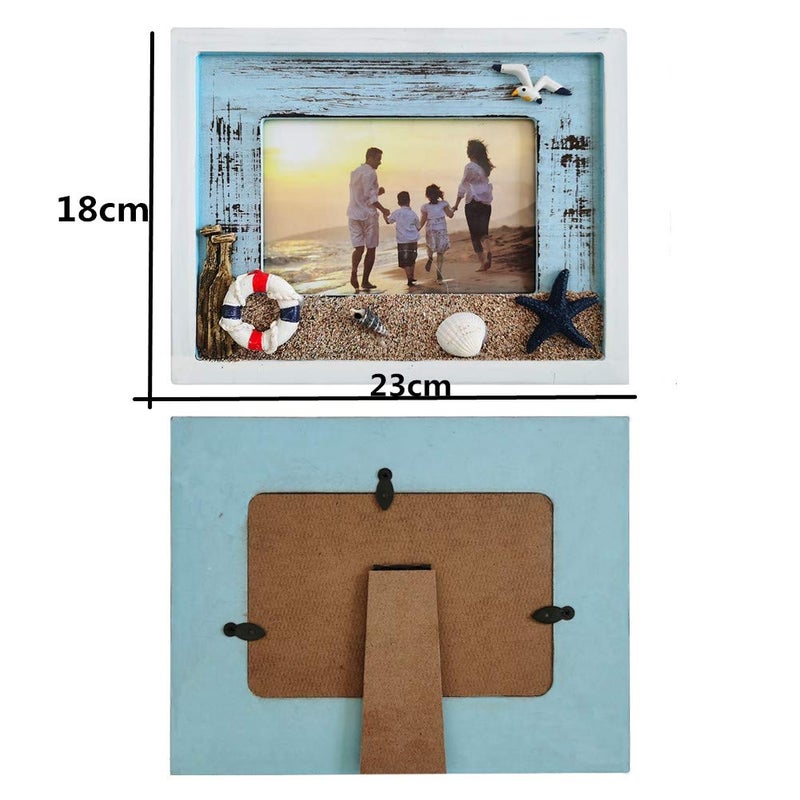 MUAMAX Beach Picture Frames 4 x 6 Ocean Photo Frame 4 by 6 Distressed Wooden Weathered Frames Coastal Frames Nautical Photo Stand Kids Gifts - Image 2