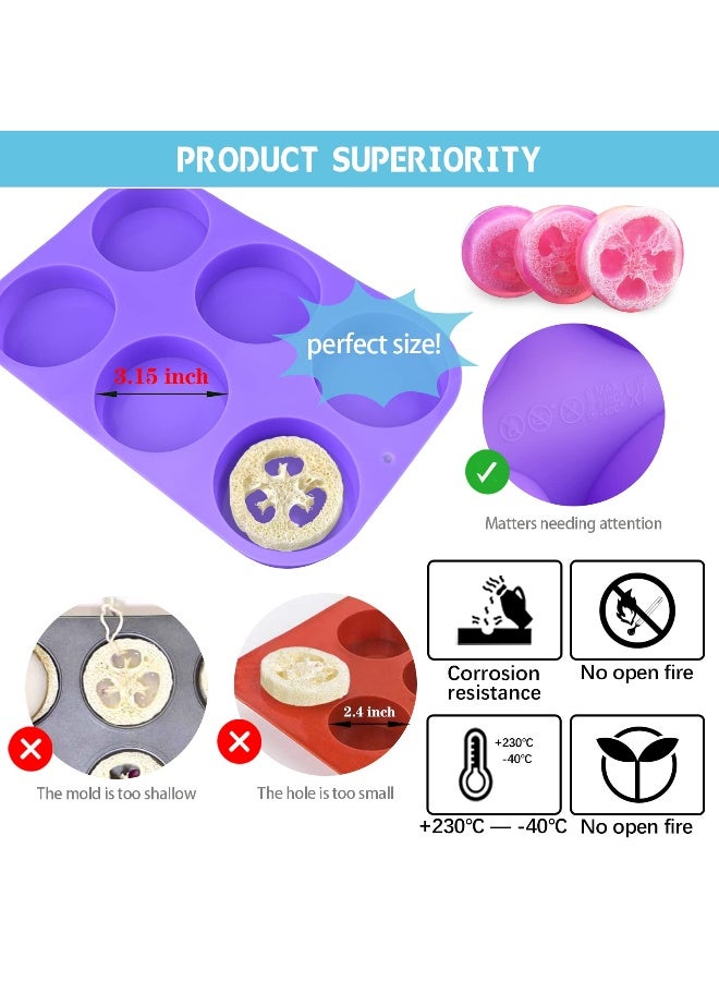 Sakolla 4oz Round Silicone Soap Molds 315 Cylindrical Soap Molds for Loofah Soap Bath Bombs Steamer Lotion Bars Set of 2 - Image 3