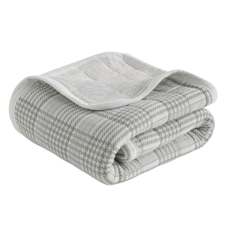 NTBAY Jersey Cotton Quilted Toddler Blanket, Breathable and Warm for Boys and Girls Baby Blanket, 30x40 Inches, Grey Grid - Image 1