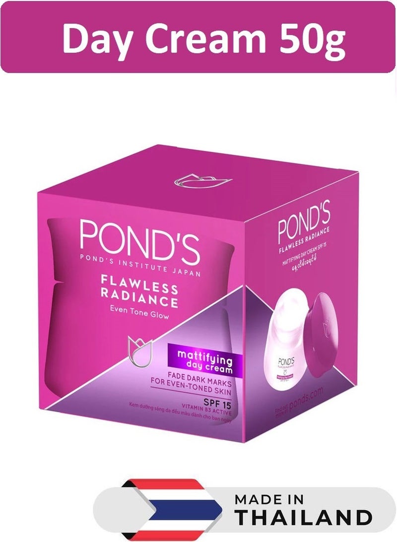 Pond's Flawless Radiance Mattifying Day Cream Fade Dark Marks For Even-Toned Skin SPF 15 Vitamin B3 Active 50g - Image 1