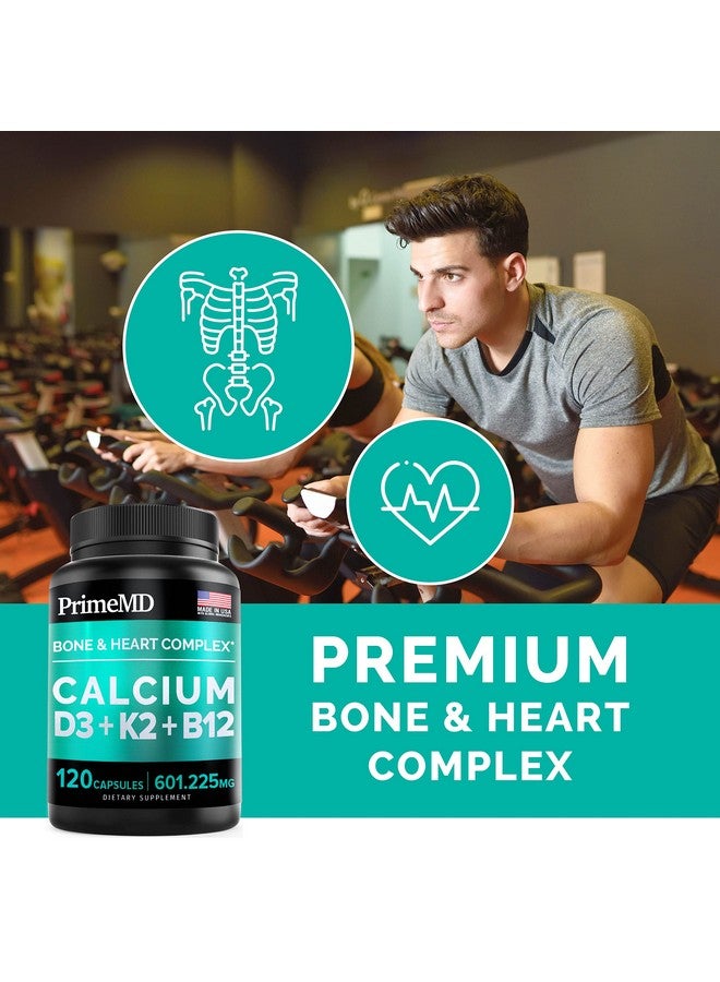 PrimeMD 4In1 Calcium 600 Mg With Vitamin D3 K2 B12 Vitamin D3 K2 5000 Iu Supplement For Heart Bone & Immune Support Calcium Supplements For Women & Men Glutenfree Nongmo Vegan Friendly(120 Count) - Image 3