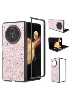 For Honor Magic V3 Black Frame Glitter Shockproof Phone Case(Gold Pink)