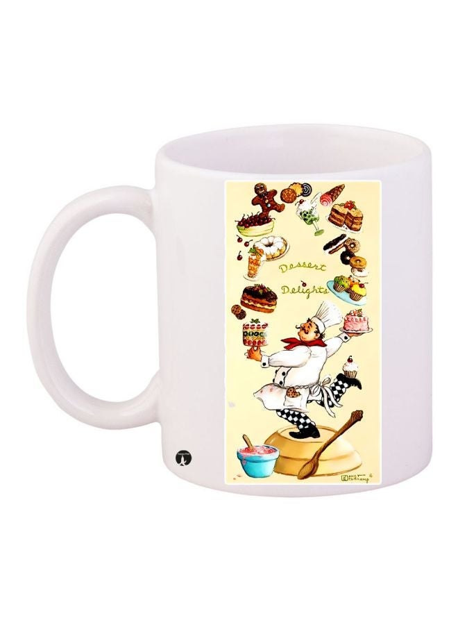 RYN Dessert Delights Printed Coffee Mug White/Yellow/Black 11ounce