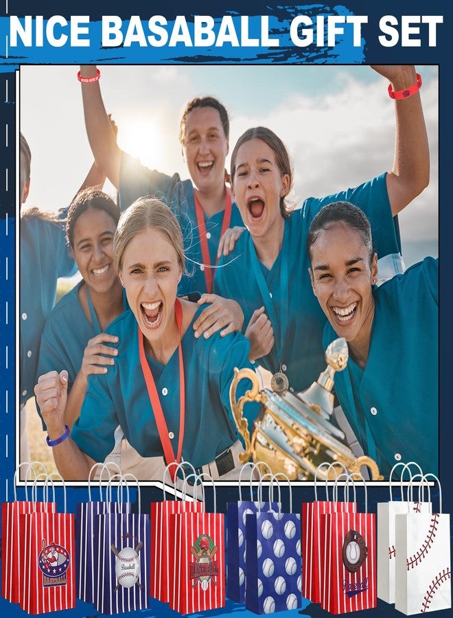 ShinyRelief مجموعة هدايا حفلات البيسبول من ShinyRelief، 72 قطعة، تتضمن 24 كيس هدايا ورقي، 24 سوار معصم سيليكون، 24 كرة ضغط رياضية، وحشوات لأكياس الهدايا، ومستلزمات حفلات أعياد الميلاد ذات الطابع الرياضي. - Image 2