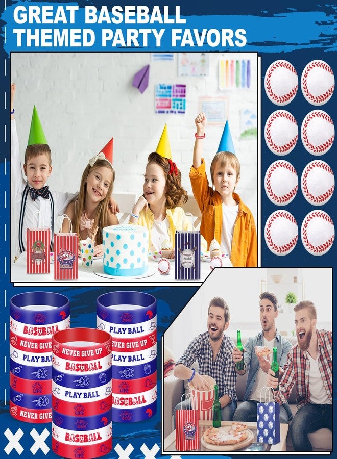 ShinyRelief مجموعة هدايا حفلات البيسبول من ShinyRelief، 72 قطعة، تتضمن 24 كيس هدايا ورقي، 24 سوار معصم سيليكون، 24 كرة ضغط رياضية، وحشوات لأكياس الهدايا، ومستلزمات حفلات أعياد الميلاد ذات الطابع الرياضي. - Image 3