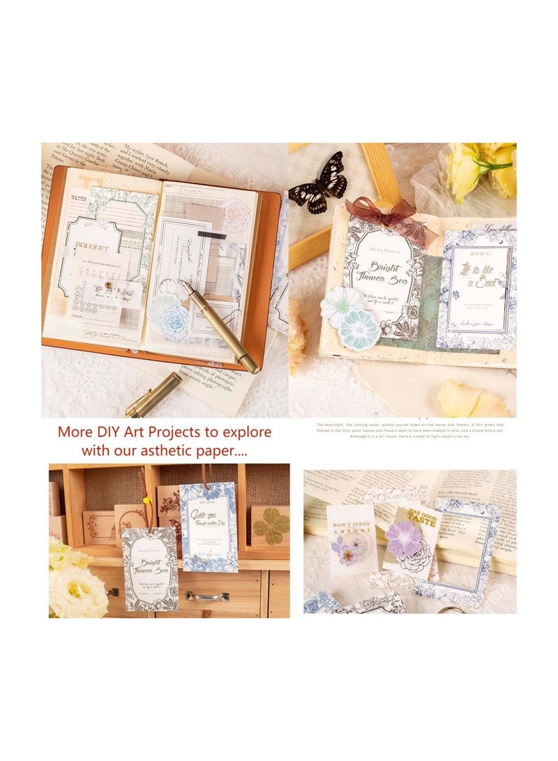 SYOSI 120 قطعة من اللوازم القديمة لتدوين الملاحظات الأوراق، زهور زخرفية لجعل دفاتر الملاحظات، ورق سميك مصغر للألبوم، فنون حرفية منزلية، ورقة زخرفية جمالية، مواد لكتاب القصاصات - Image 4