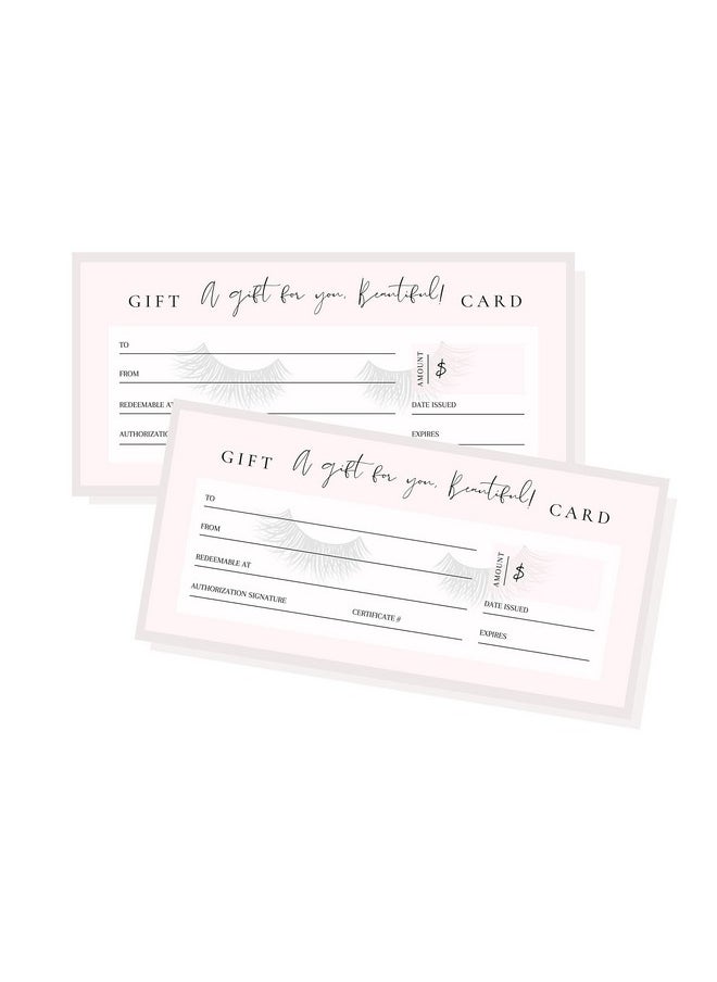 Lashicorn Blank Gift Certificates With Lashes | 30 Pack | 3.75 X 8.25" Inch Size Gift Card | Eyelash Extension Supplies | Small Business Gift Certificate | Pink & Lash Design  - Image 1