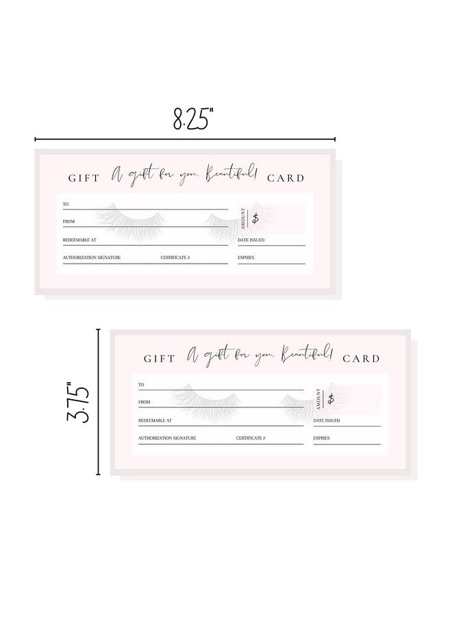 Lashicorn Blank Gift Certificates With Lashes | 30 Pack | 3.75 X 8.25" Inch Size Gift Card | Eyelash Extension Supplies | Small Business Gift Certificate | Pink & Lash Design  - Image 2