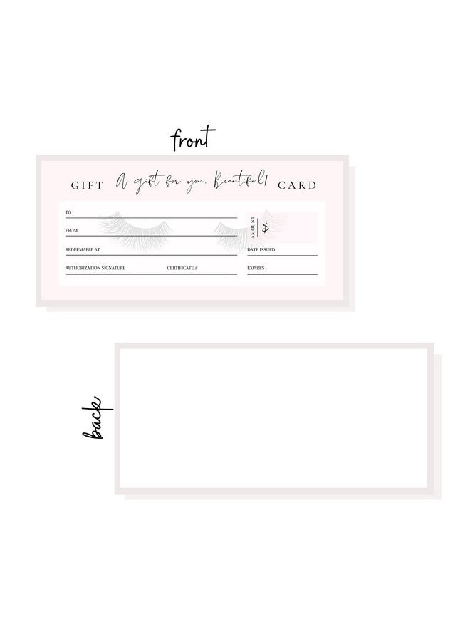 Lashicorn Blank Gift Certificates With Lashes | 30 Pack | 3.75 X 8.25" Inch Size Gift Card | Eyelash Extension Supplies | Small Business Gift Certificate | Pink & Lash Design  - Image 3
