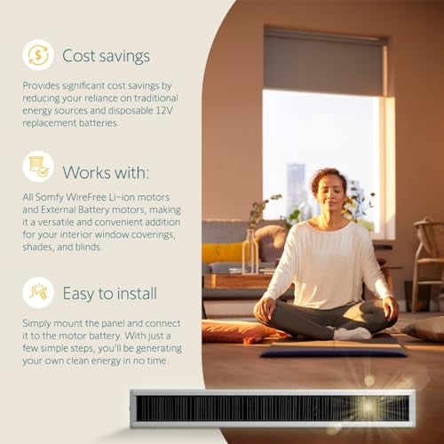 Somfy Wirefree Li-ion Solar Panel Kit 2-Pack - Solar Panel Power for RTS Motorized Shades, Blinds and Curtains - Long Lasting, Easy to Install - Includes Brackets and Glass Mount Adhesive #9027294 - Image 2
