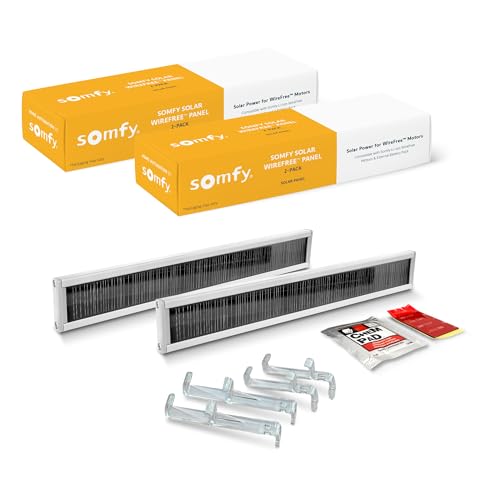 Somfy Wirefree Li-ion Solar Panel Kit 2-Pack - Solar Panel Power for RTS Motorized Shades, Blinds and Curtains - Long Lasting, Easy to Install - Includes Brackets and Glass Mount Adhesive #9027294 - Image 1