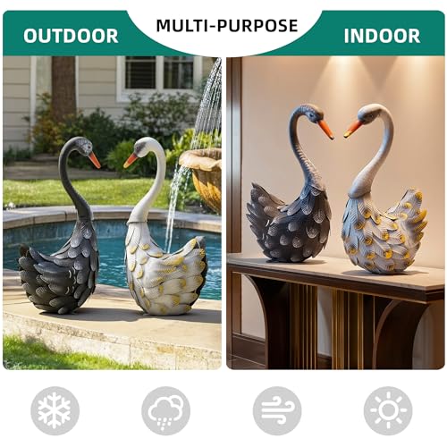 Ultym 19" Large Swan Statue Set of 2, Handcrafted Lifelike Swan Sculptures Decor with Secure Stakes, Weatherproof Metal Yard Art for Outdoor Indoor Decor, Ideal Gift for Mother's Day/Weddings - Image 5