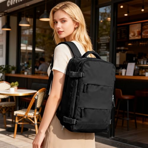 coofay Large Black Travel Backpack For Women Men Airline Approved Carry On Backpack Flight Approved Waterproof Sports Luggage Backpacks Casual Daypack Small Hiking Backpacks - Image 2