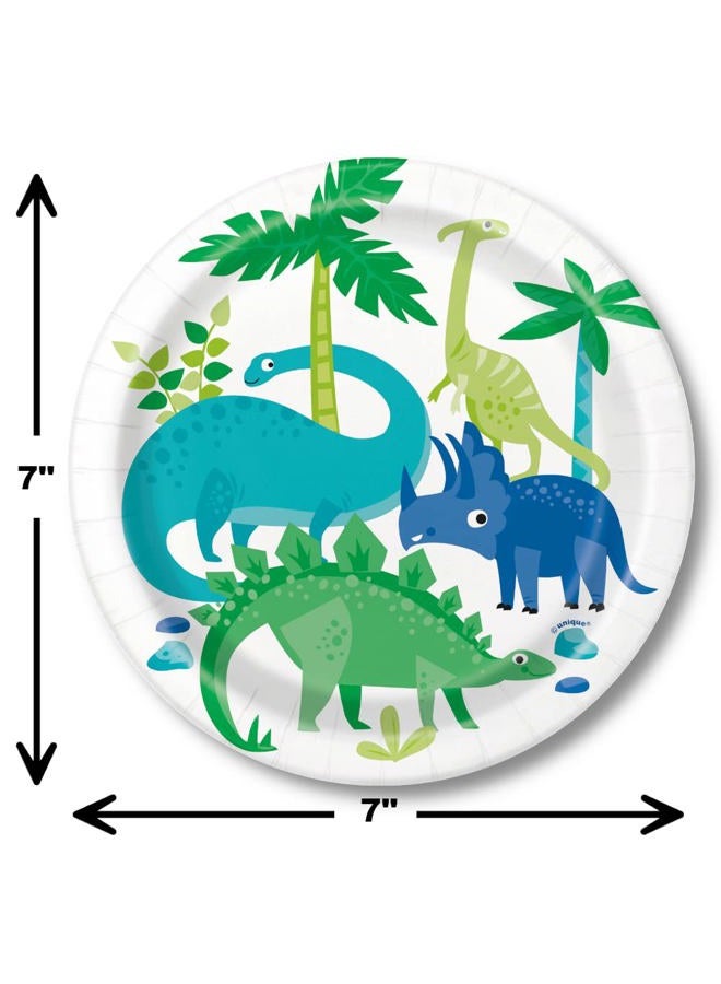 Saguaro Acres Blue & Green Dinosaur 7 Inch Dessert Paper Plates - Serves 24, Birthday - Image 3