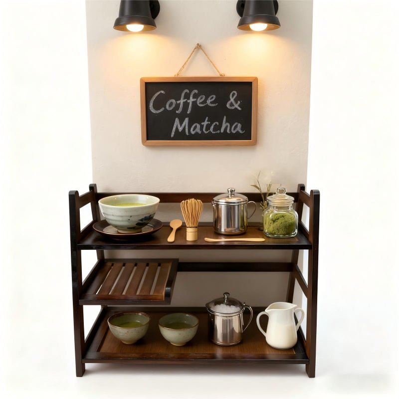Lnncdsc Bamboo Matcha Station Organizer - Large Capacity 3-Tier Shelf, Easy to Install for Matcha and Coffee Bar Accessories, Perfect for Tea and Coffee Enthusiasts. (brown, large) - Image 1