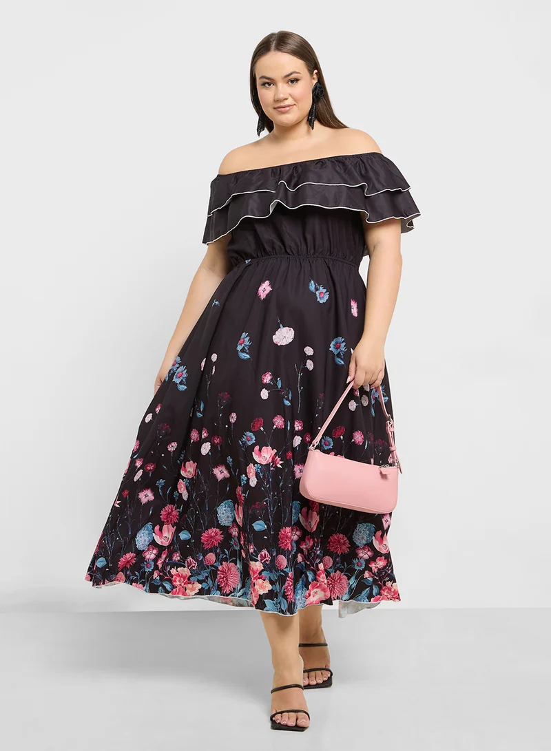 Ella Plus Floral Off-Shoulder Dress