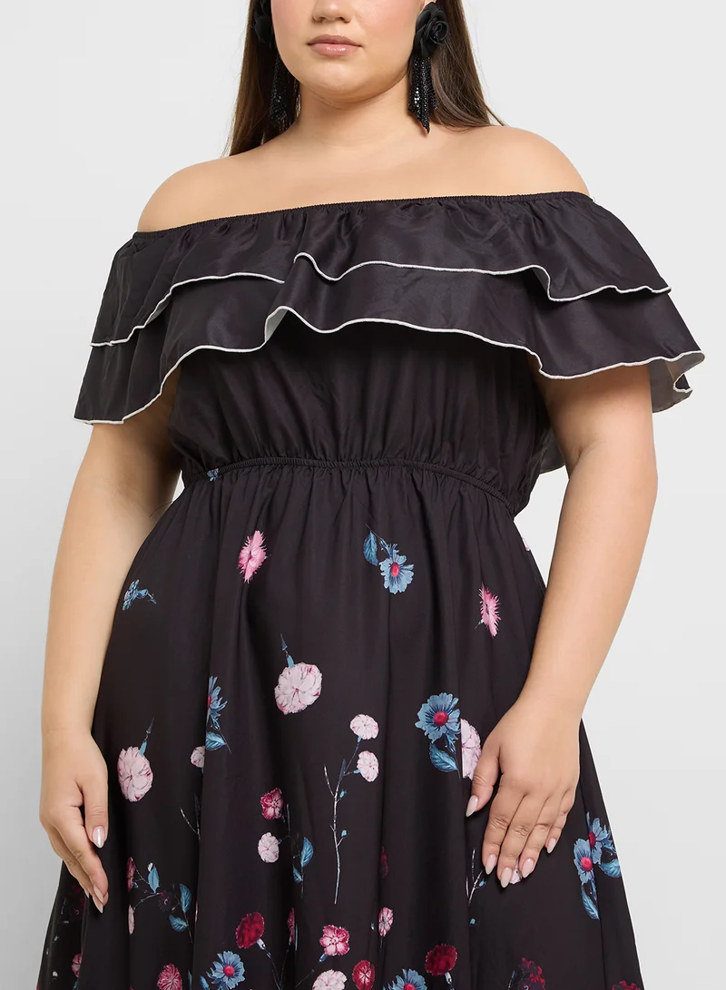 Ella Plus Floral Off-Shoulder Dress