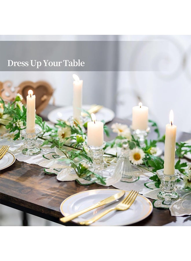 DUNISO 12Pcs Glass Candlestick Holders,Tapered Design for Wedding Celebration Tables, Anniversary Dinner Gatherings, Sophisticated Dining Room Displays and Any Special Occasion Decor - Image 3