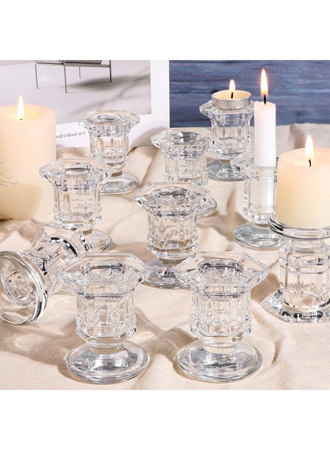 DUNISO 12Pcs Glass Candlestick Holders,Tapered Design for Wedding Celebration Tables, Anniversary Dinner Gatherings, Sophisticated Dining Room Displays and Any Special Occasion Decor - Image 5