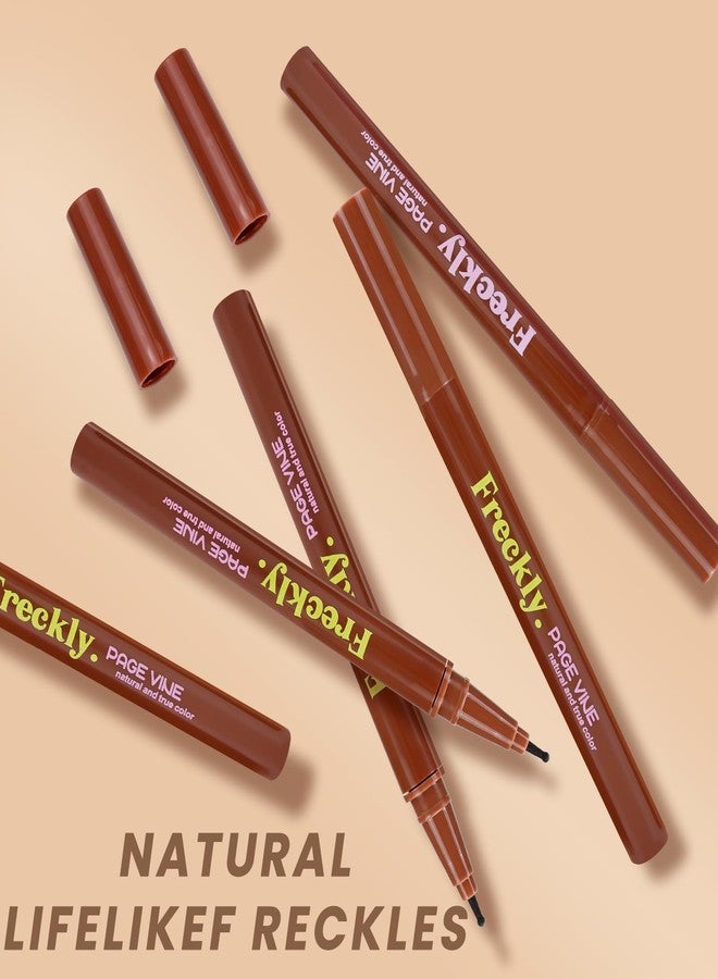 CLLFUU Freckle Pen,2 PCS Faux Freckle Stamp Waterproof,Fake Face Freckles Stain Makeup Long Lasting Quick Dry,Natural Lifelike Soft Dot Freck Pen 01-Light+02-Medium - Image 5