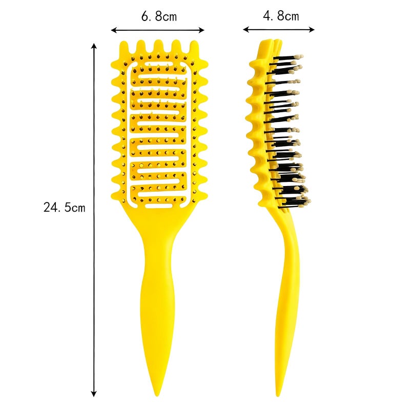 Yingbtr Curl Defining Brush,2024 Curly Hair Brush,Vented Hair Brush for Detangling, Shaping and Defining Curls For Women and Men Less Pulling (Yellow) - Image 3