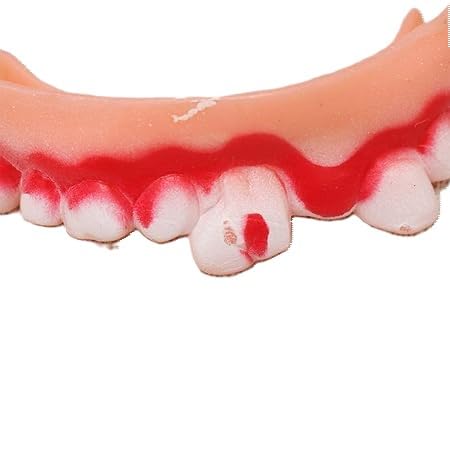 MPS MY PARTY SUPPLIERS MPS My Party Suppliers Halloween Decoration Theme Costume Party Fake Teeth for Halloween Makeup Real Vampire Zombie Teeth with Blood Splattered Bloody Artificial Denture Prop for Halloween  - Image 4