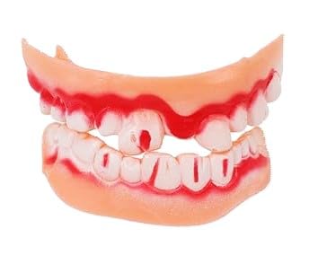 MPS MY PARTY SUPPLIERS MPS My Party Suppliers Halloween Decoration Theme Costume Party Fake Teeth for Halloween Makeup Real Vampire Zombie Teeth with Blood Splattered Bloody Artificial Denture Prop for Halloween  - Image 3