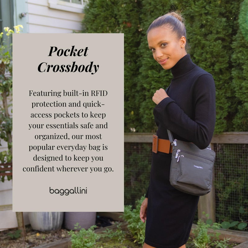 Baggallini Pocket Crossbody Bags for Women 8x8" Small Lightweight Durable Nylon Water-resistant Travel Purse W/Rfid Wristlet - Image 2