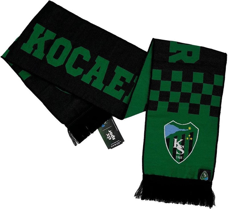 Kocaelispor Licensed Checkered Woven Scarf Green-Black  - Image 4