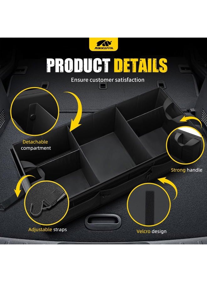 MIKKUPPA Car Trunk Organizer with Cooler - 95L Collapsible Trunk Organizer with Lid, Trunk Storage Organizers for SUV Truck Van with Adjustable Straps and Non Slip Bottom (Black, X-Large with Cooler) - Image 4